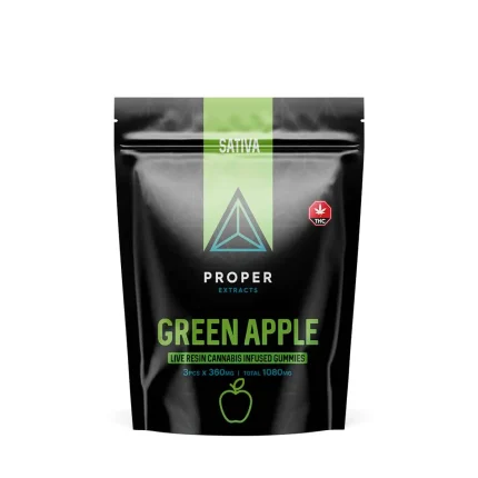 Proper Extracts Edibles – Triangles 1080mg Live Resin Gummies – Green Apple