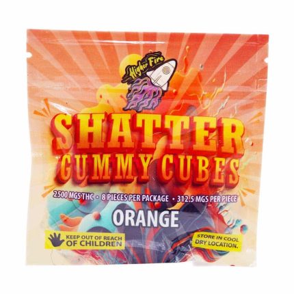 Higher Fire Extracts – Shatter Gummy Cubes – Orange 1000mg THC