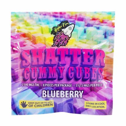 Higher Fire Extracts – Shatter Gummy Cubes – Blueberry 1000mg THC