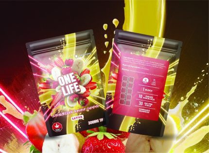 One Life Edibles – Strawberry Banana Gummy – 300mg THC (Sativa)