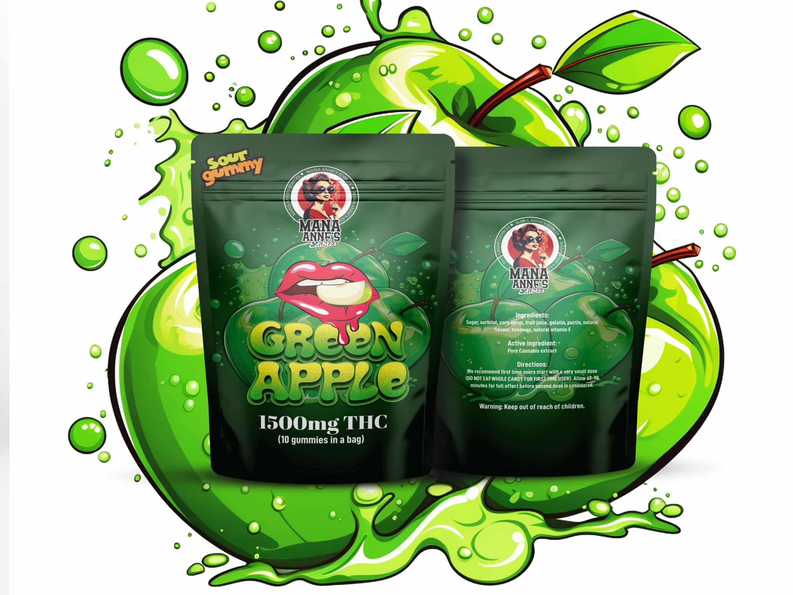 Mama Anne’s Edibles – Green Apple Gummy – 1500MG THC
