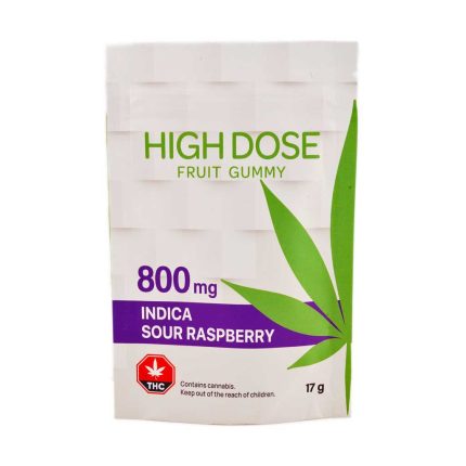 High Dose Fruit Gummy – Super Strength Sour Raspberry 800MG THC (INDICA)