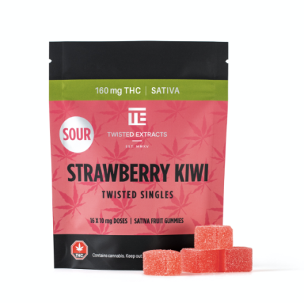 Twisted Extracts – Twisted Singles Sour Strawberry Kiwi 160MG THC (SATIVA)